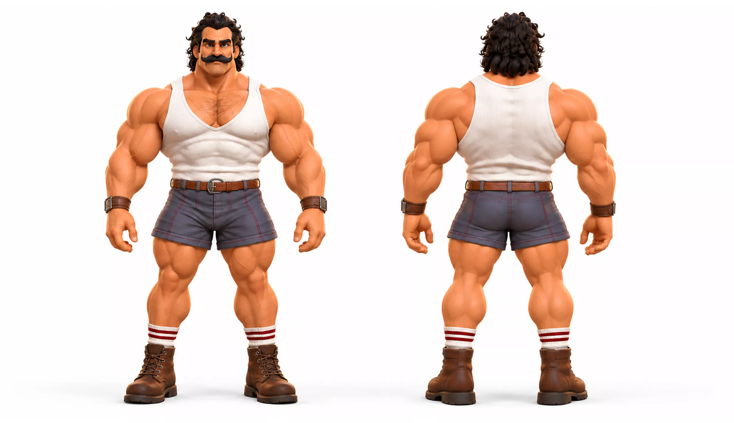 Muscular Male Strongman Character Rigged 3D Character Game Ready Low-poly 3D model