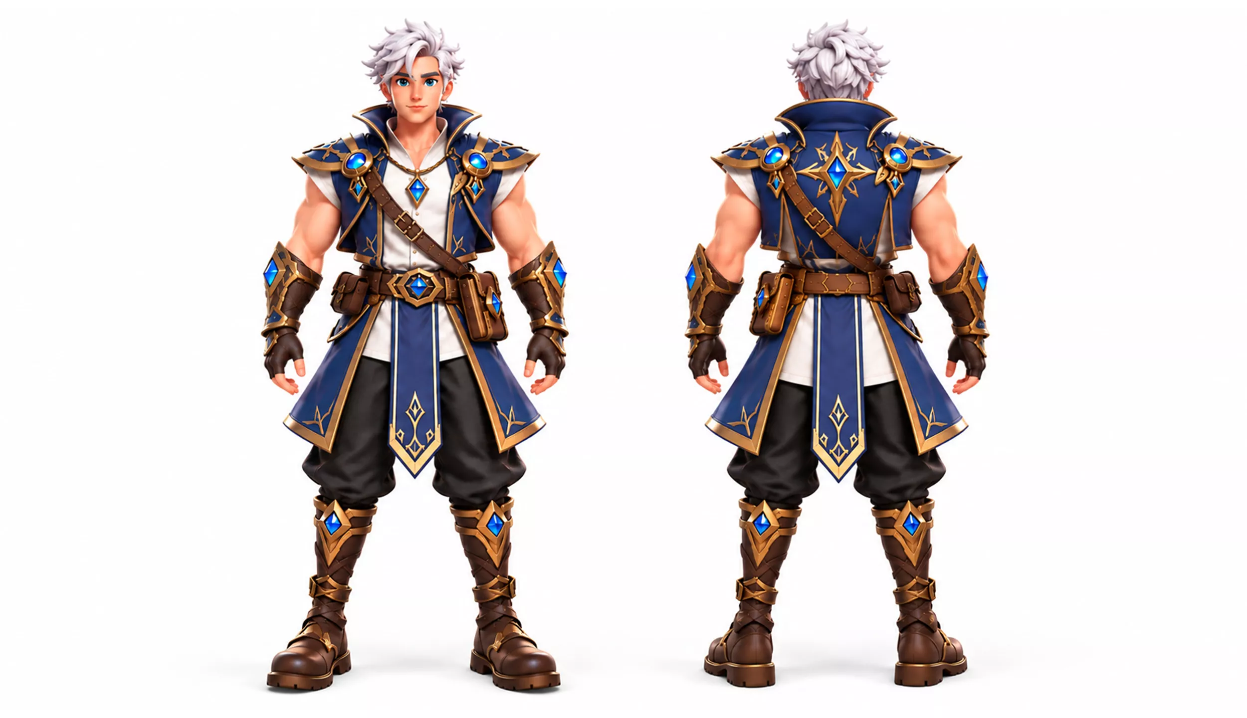 Fantasy Male Warrior Character Stylized RPG Hero Rigged Game Low-poly 3D model