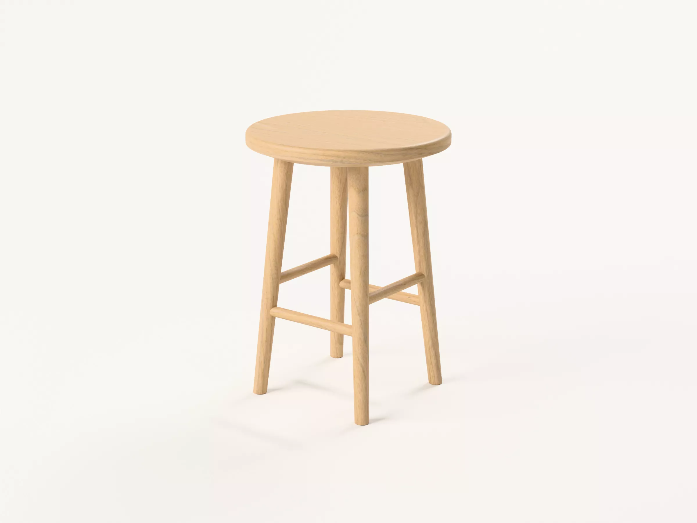 Japandi Round Oak Stool 3D model