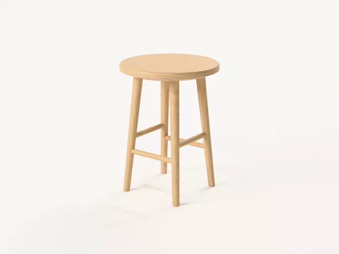 Japandi Round Oak Stool