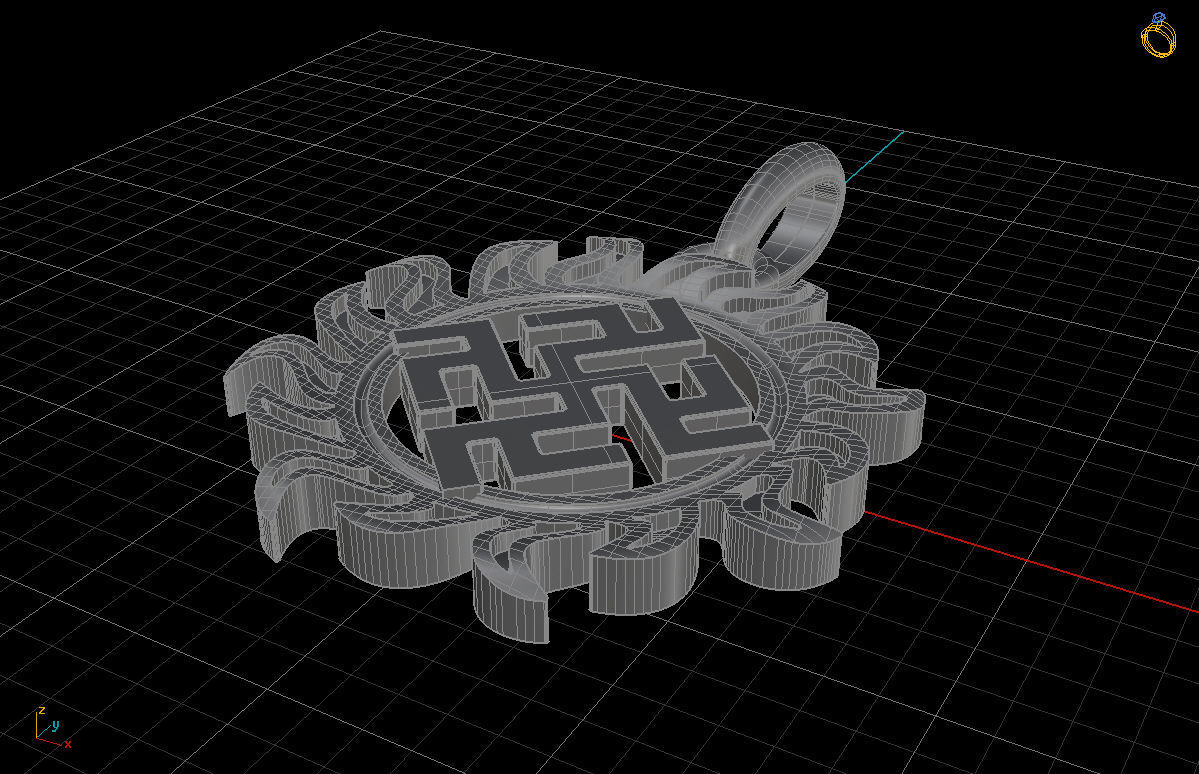 Tsevetok paporotnika Odolen trava pendant 25mm 3D print model_6