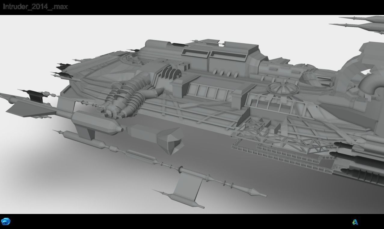 Alien spaceship Low-poly 3D model_6