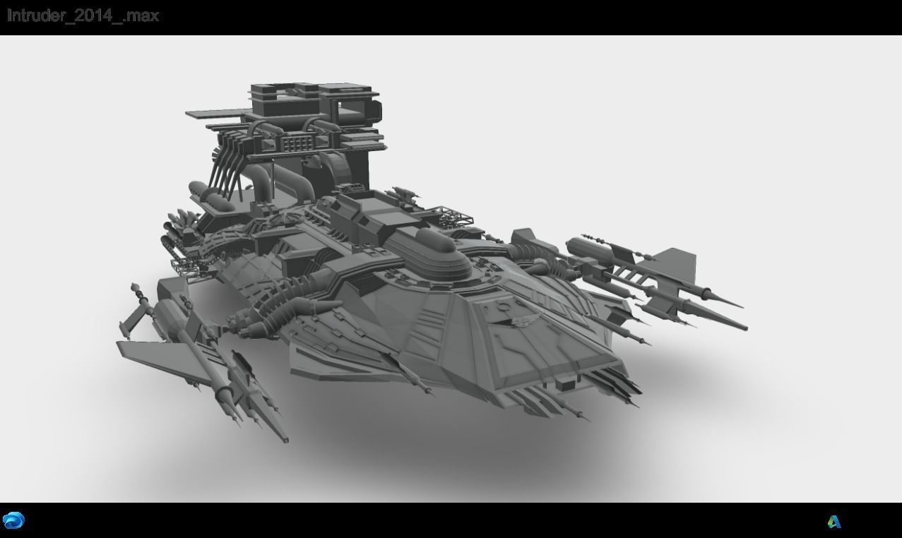 Alien spaceship Low-poly 3D model_7