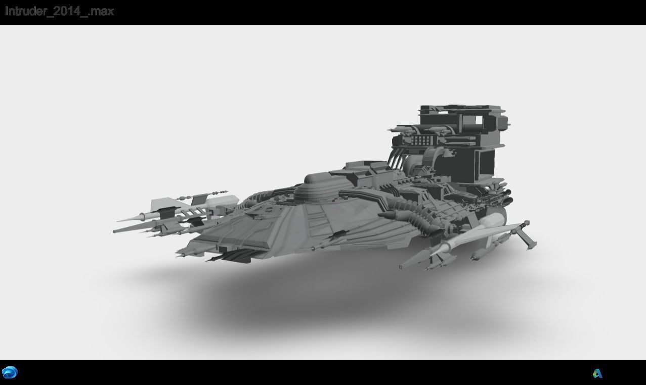 Alien spaceship Low-poly 3D model_4