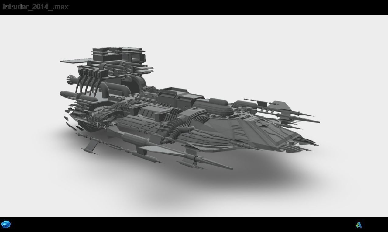 Alien spaceship Low-poly 3D model_0