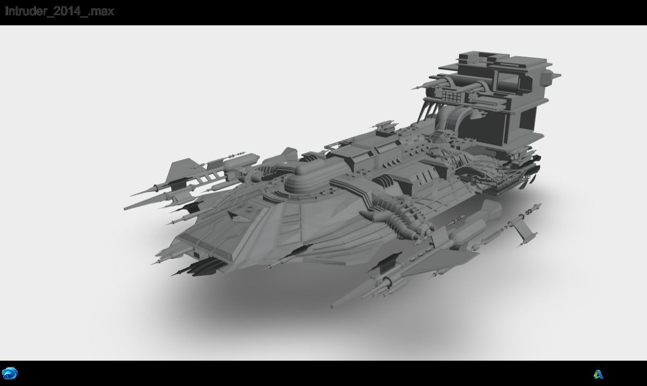 Alien spaceship Low-poly 3D model_2