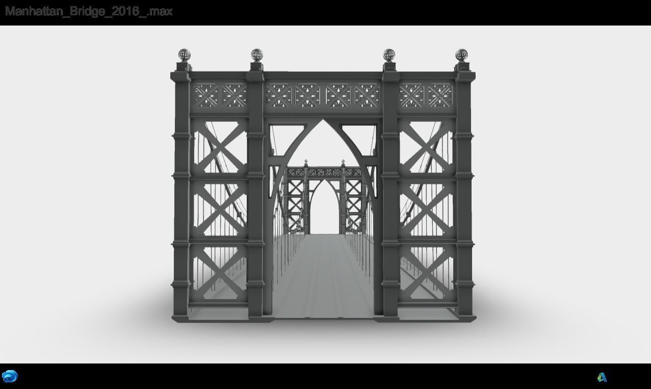 Manhattan Bridge Low-poly 3D model_1