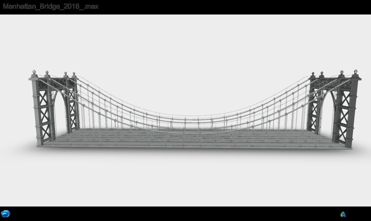 Manhattan Bridge Low-poly 3D model_0