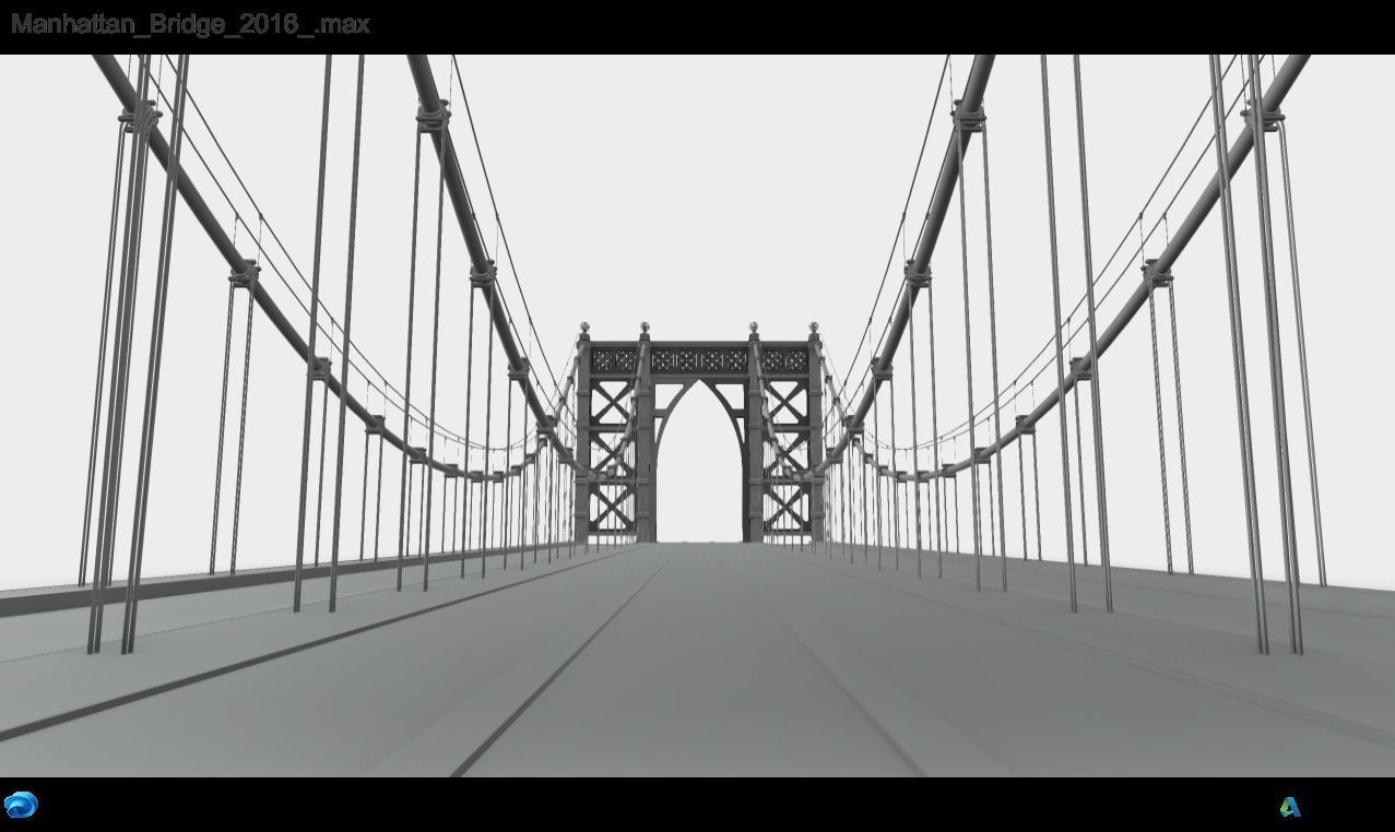 Manhattan Bridge Low-poly 3D model_5