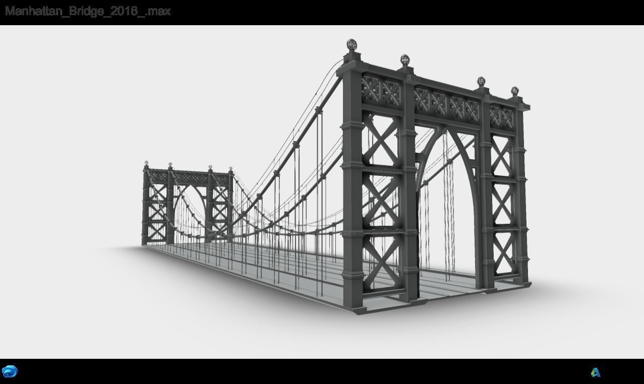 Manhattan Bridge Low-poly 3D model_6