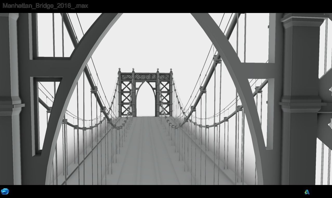 Manhattan Bridge Low-poly 3D model_4