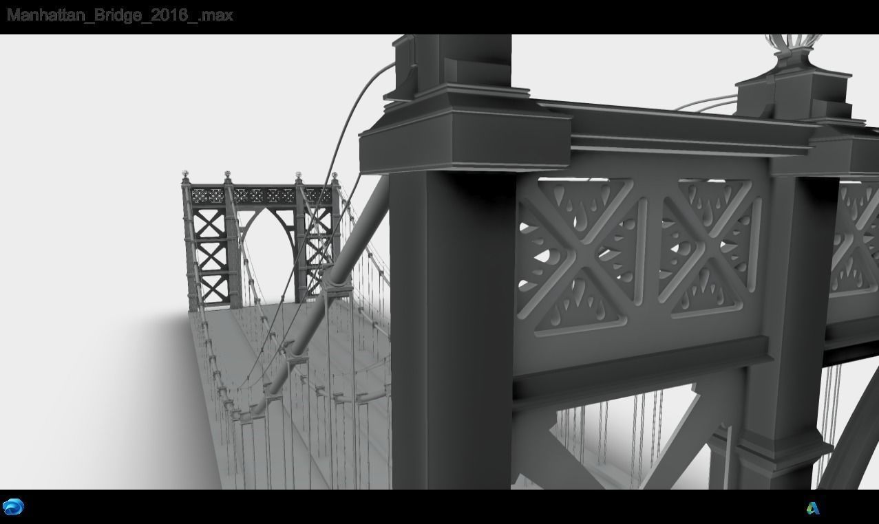 Manhattan Bridge Low-poly 3D model_3