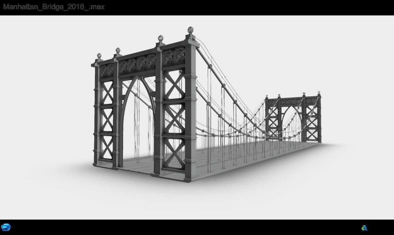 Manhattan Bridge Low-poly 3D model_2