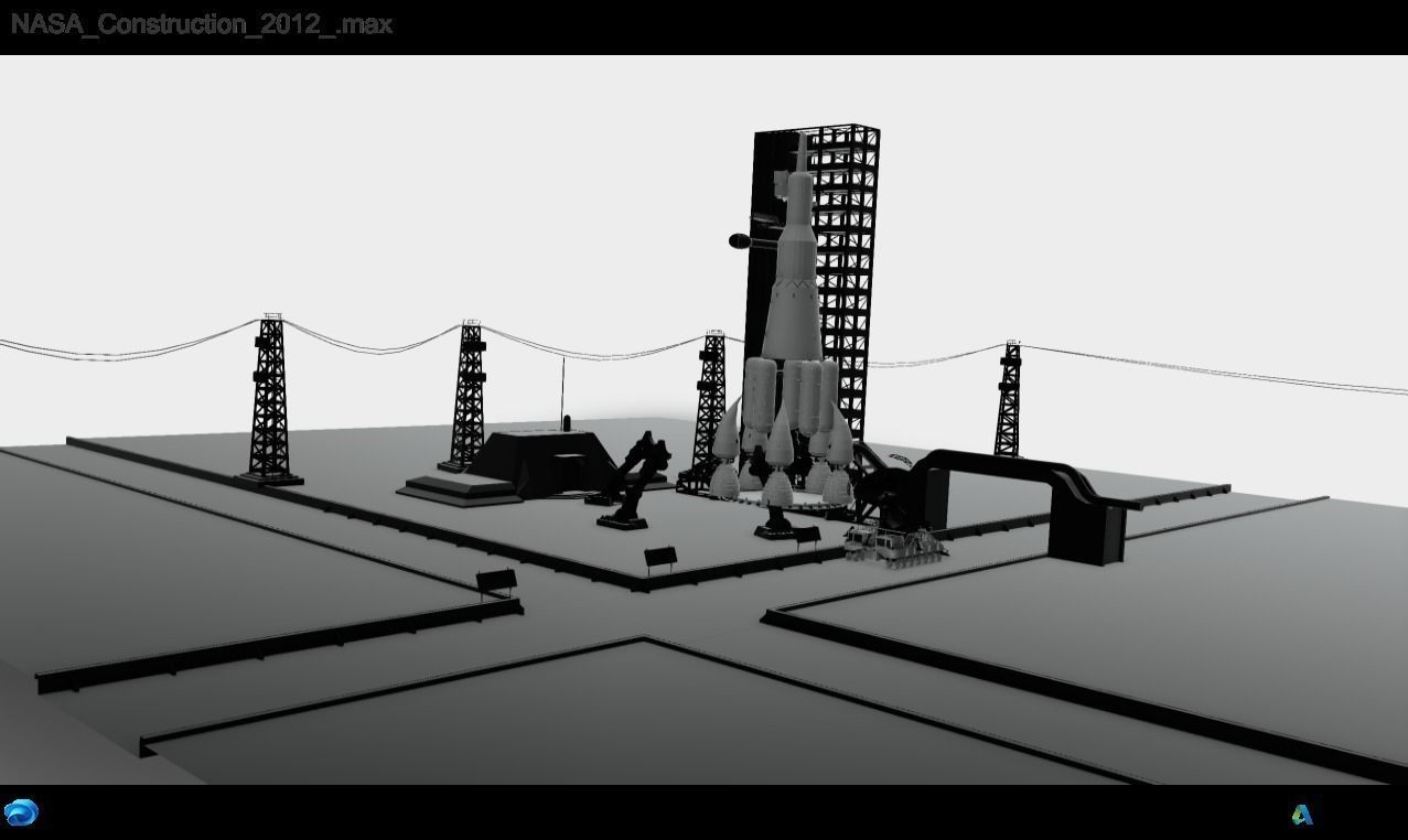 NASA spaceship Launchpad  Low-poly 3D model_1