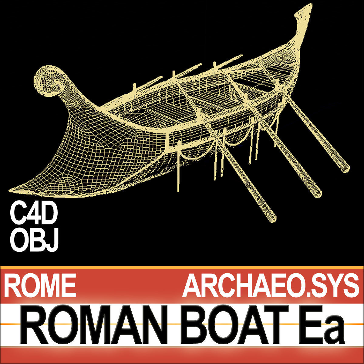 Ancient Roman Boat Ea 3D model_4