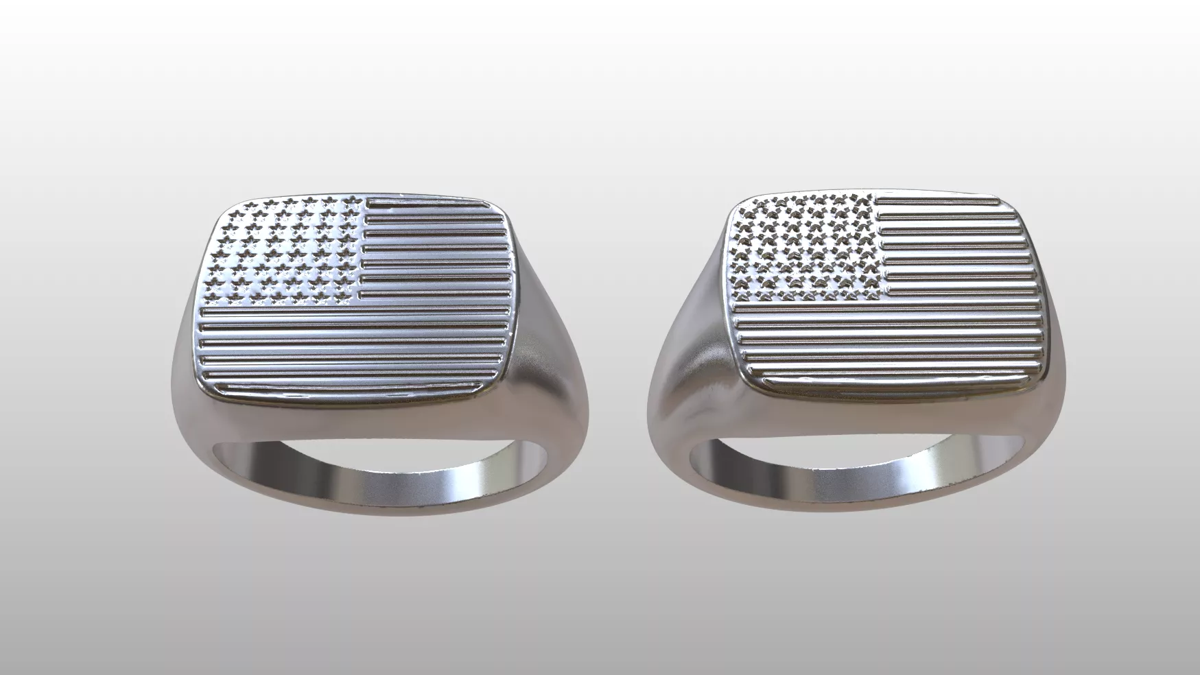 American Flag Silver Signet Ring 3D print model