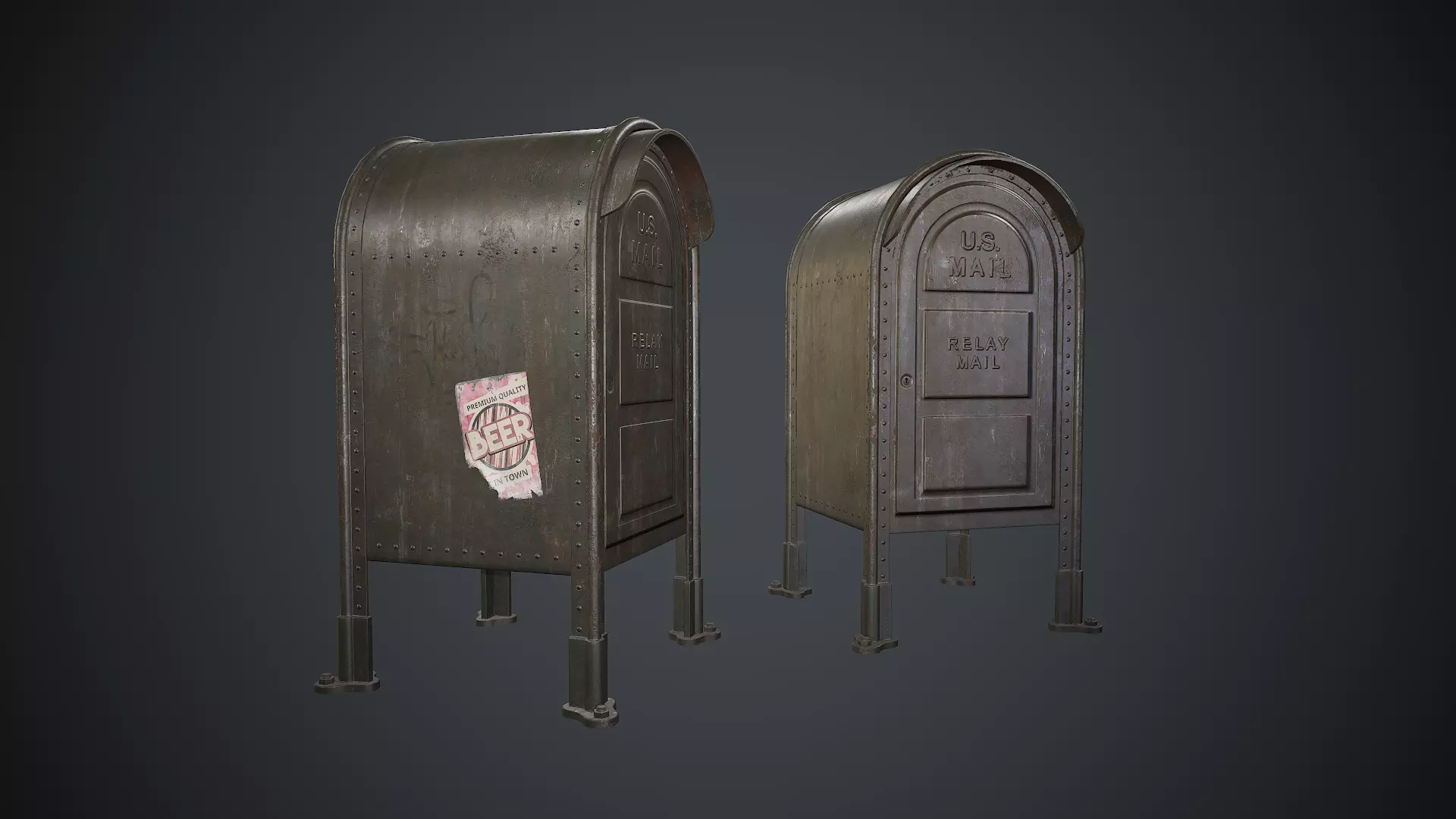 Post Box PBR Game Ready Low-poly 3D model_0