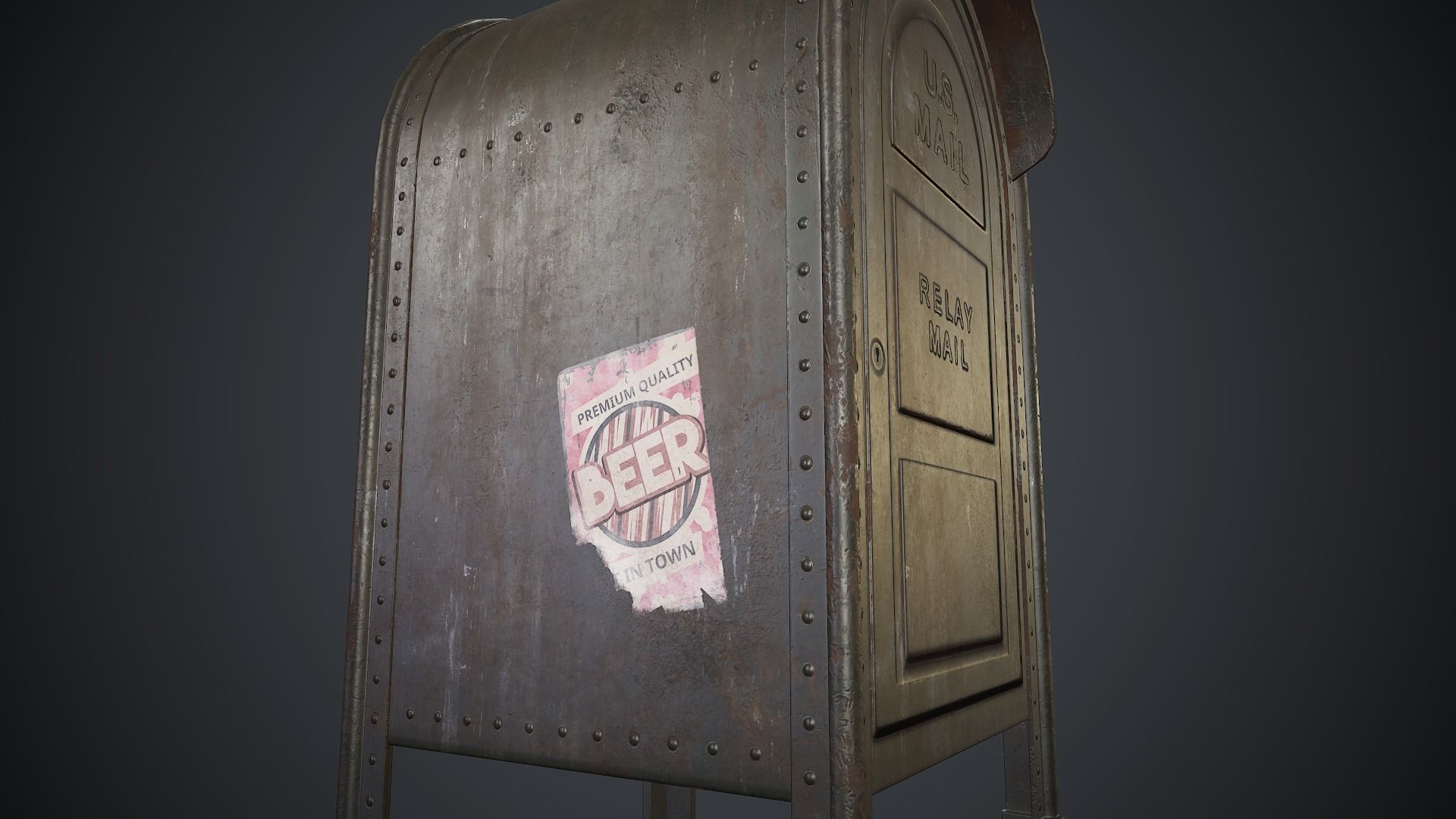 Post Box PBR Game Ready Low-poly 3D model_11
