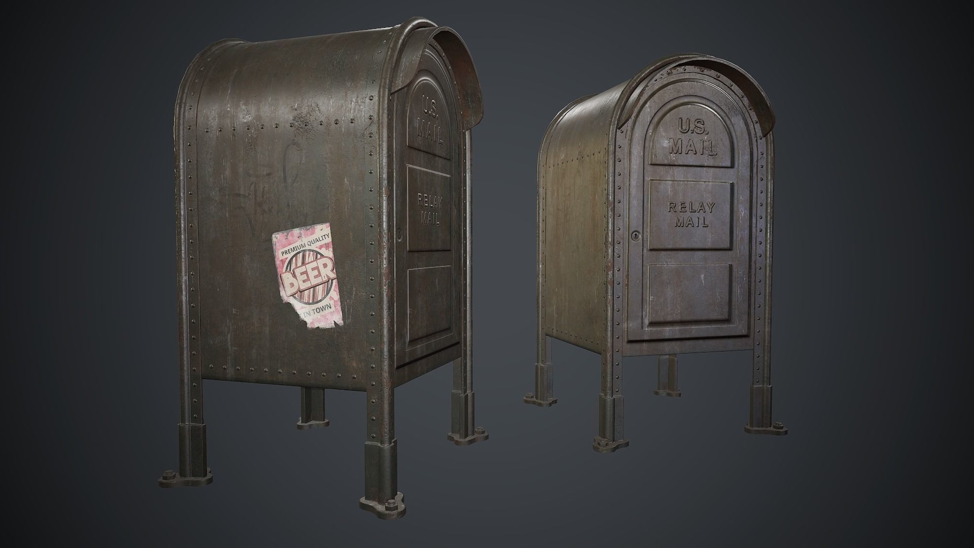 Post Box PBR Game Ready Low-poly 3D model_1