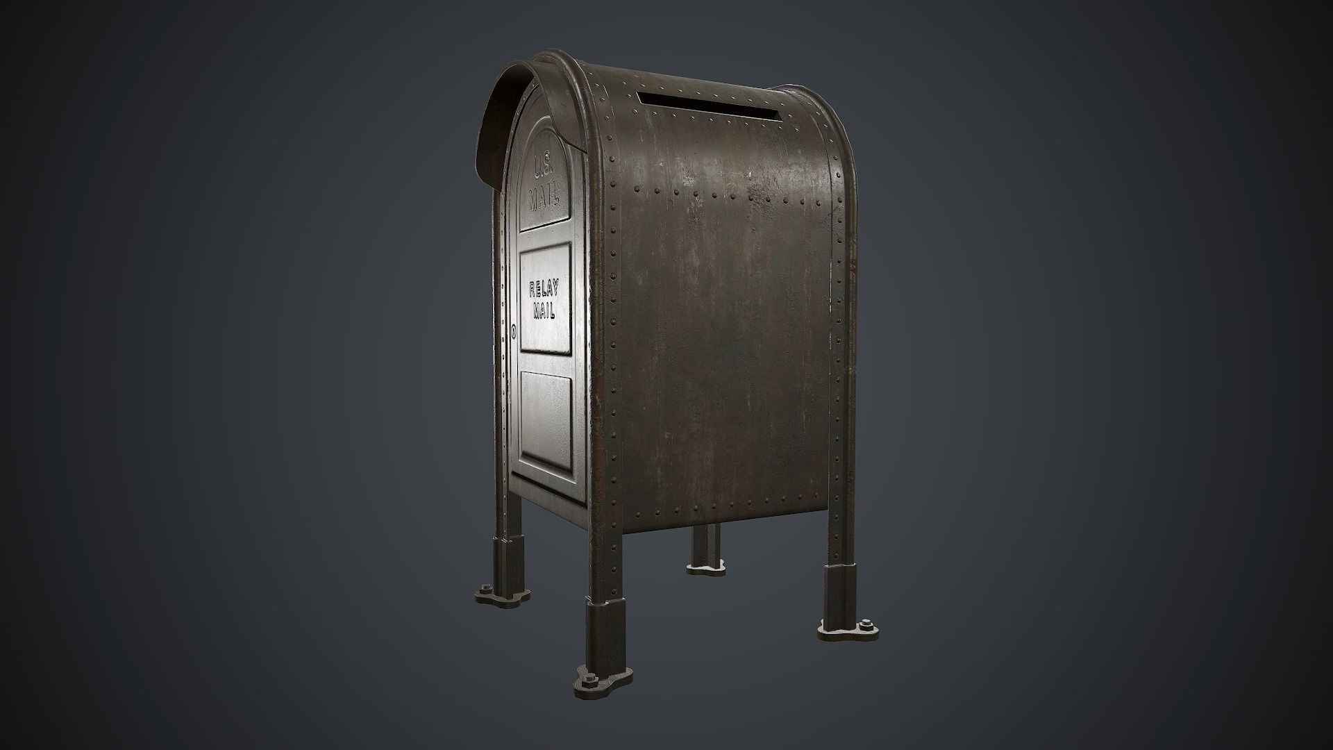 Post Box PBR Game Ready Low-poly 3D model_5