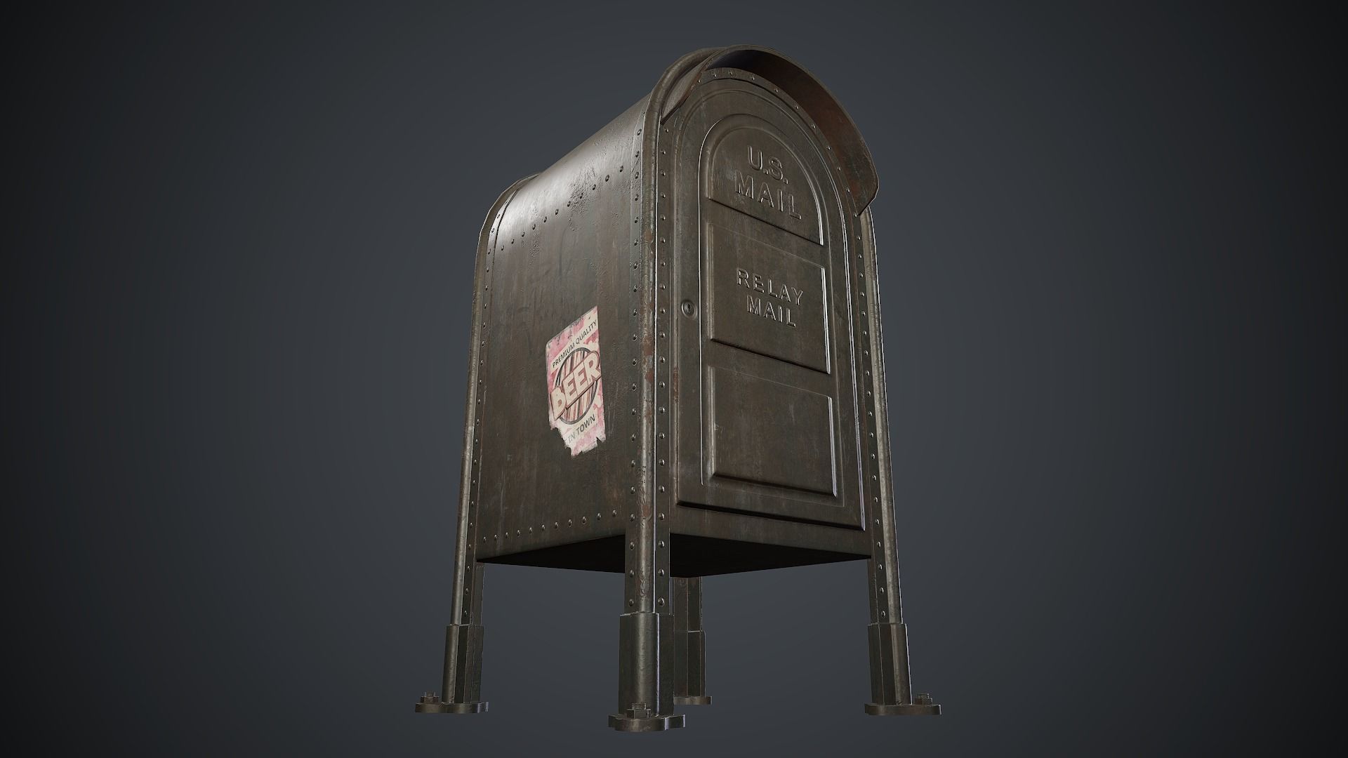 Post Box PBR Game Ready Low-poly 3D model_16