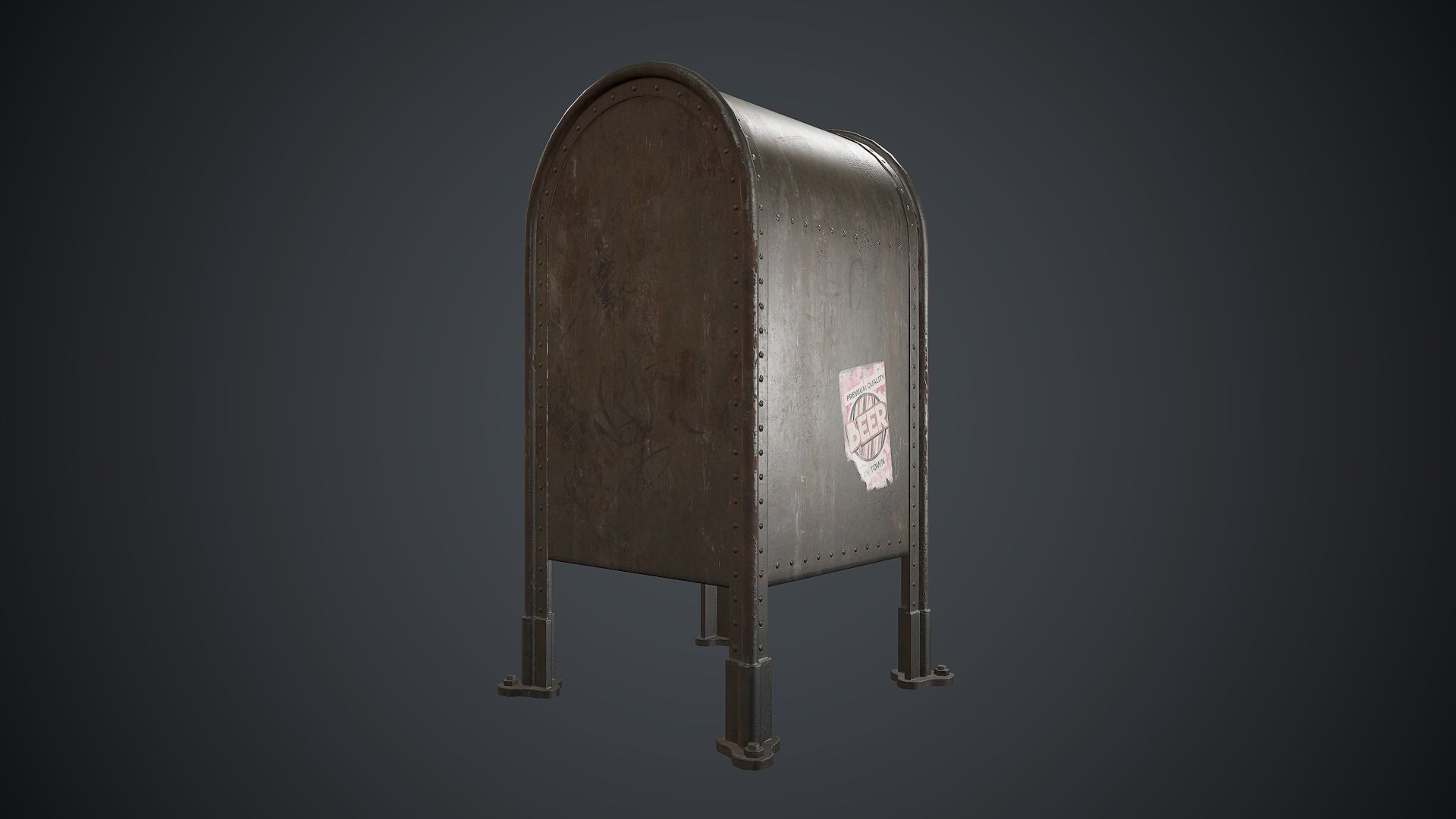 Post Box PBR Game Ready Low-poly 3D model_6