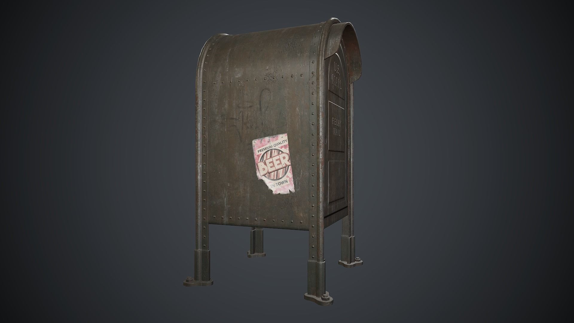 Post Box PBR Game Ready Low-poly 3D model_3