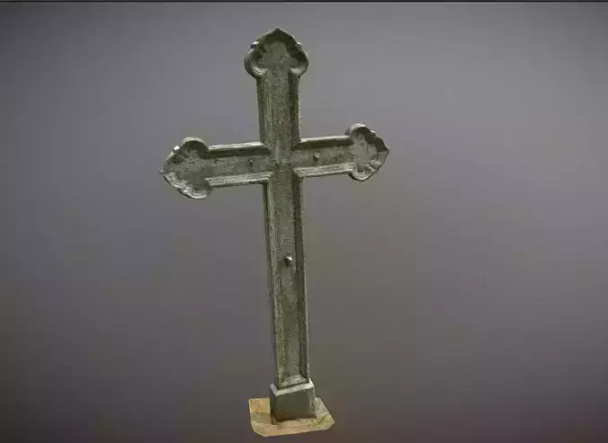 Scanned photorealistic light rusty iron cast cross