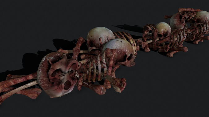 Creepy Pile of bones Low-poly 3D model