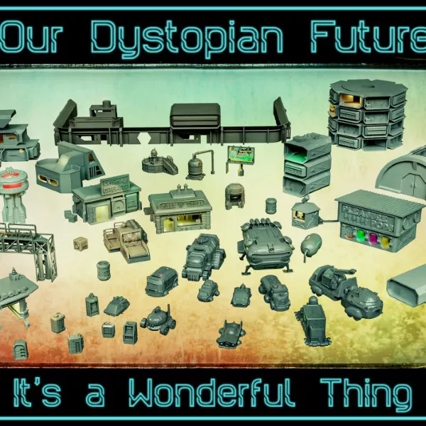 Our Dystopian Future STL Pack Modular Cyberpunk Retropunk City 3D print model