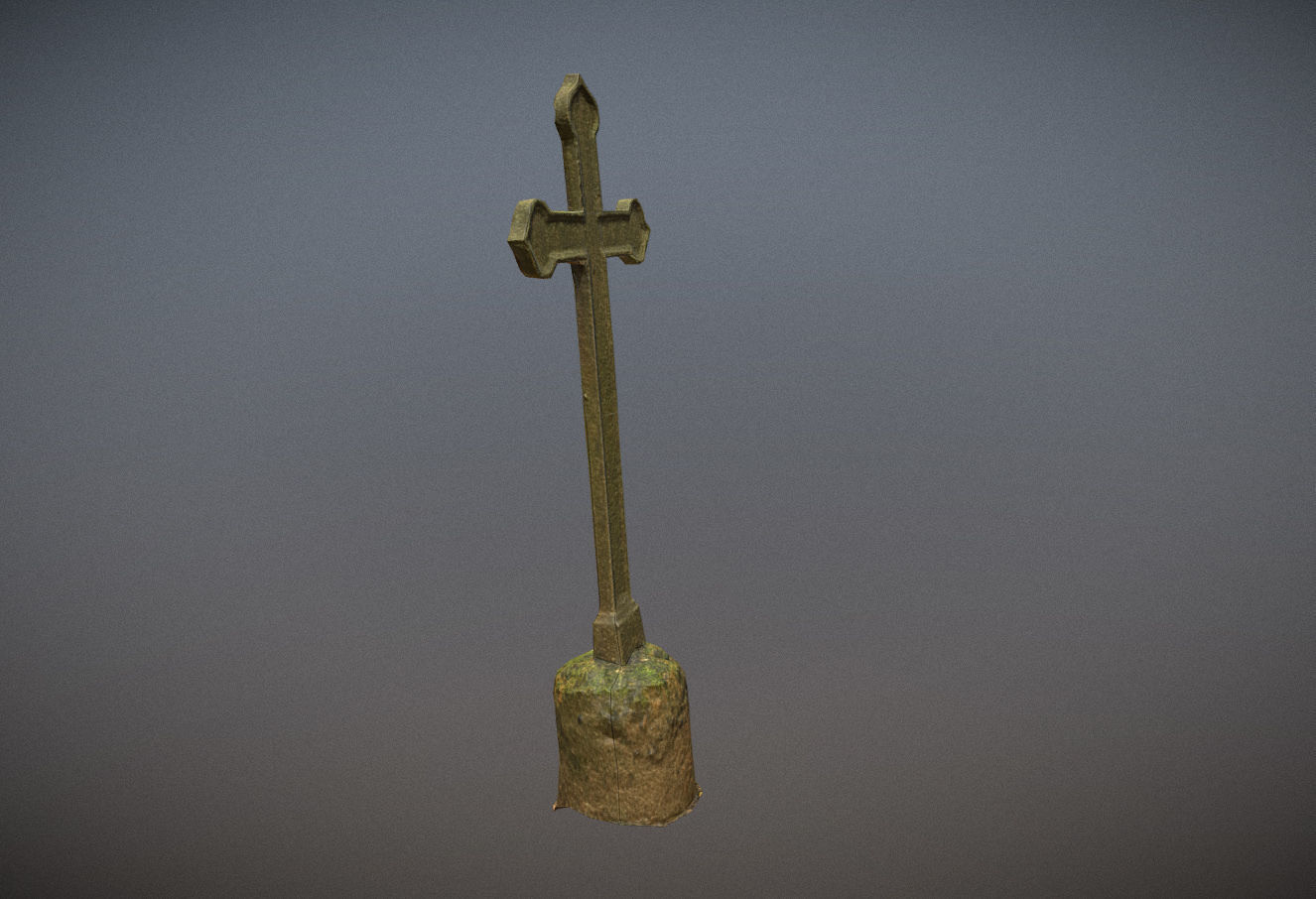 Gravestones crosses and sculptures from old graveyard Low-poly 3D model_99