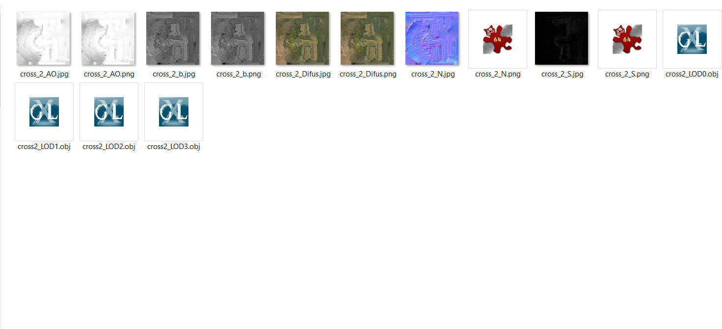 Gravestones crosses and sculptures from old graveyard Low-poly 3D model_121