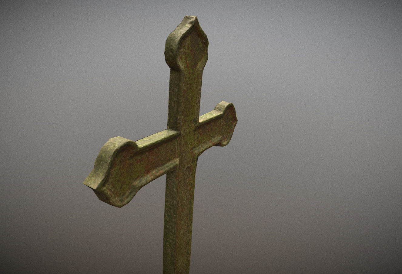 Gravestones crosses and sculptures from old graveyard Low-poly 3D model_95