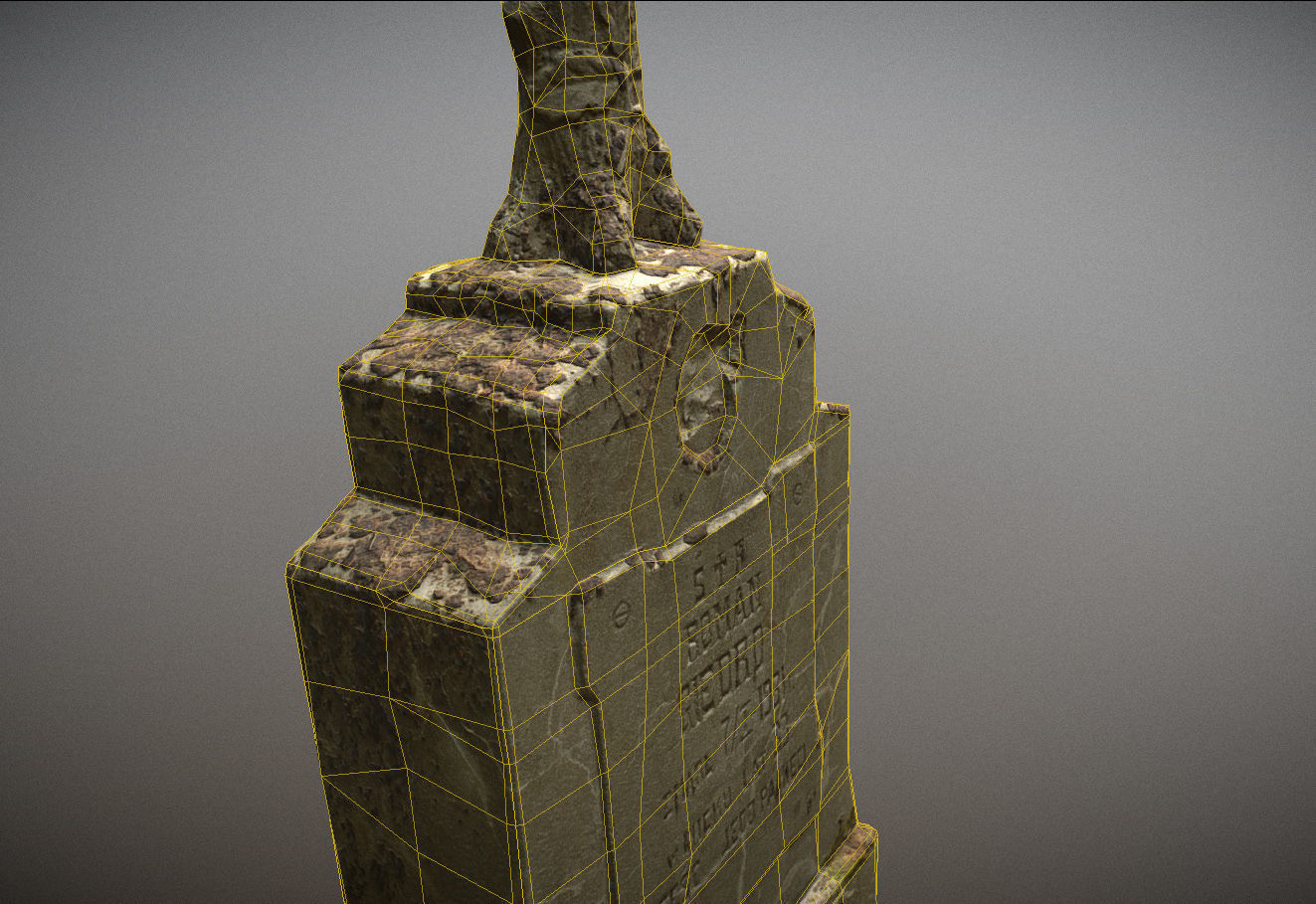 Gravestones crosses and sculptures from old graveyard Low-poly 3D model_76