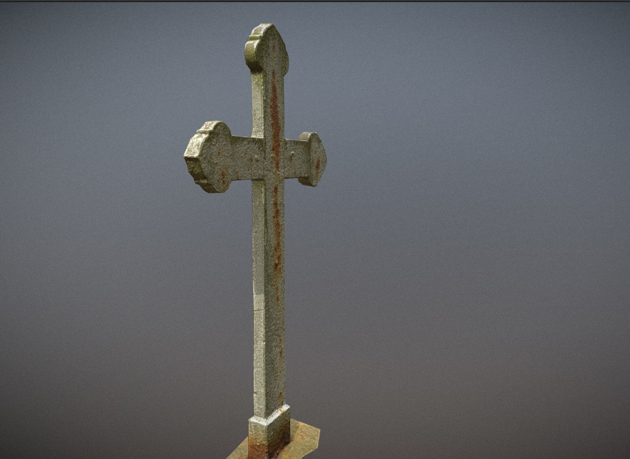 Gravestones crosses and sculptures from old graveyard Low-poly 3D model_108