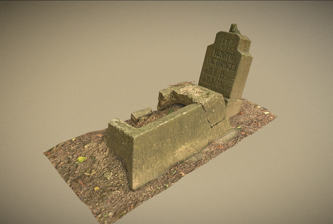 Gravestones crosses and sculptures from old graveyard Low-poly 3D model_41