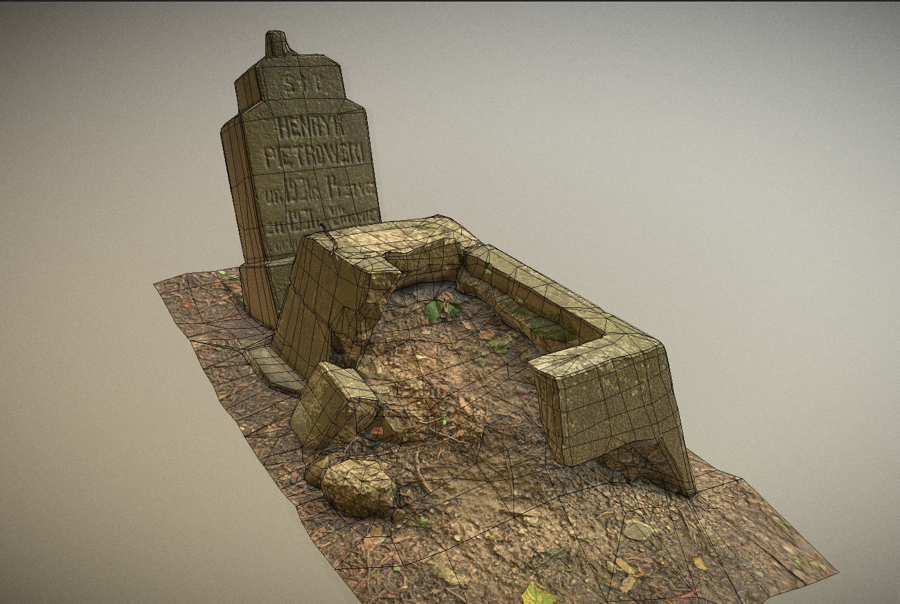 Gravestones crosses and sculptures from old graveyard Low-poly 3D model_35