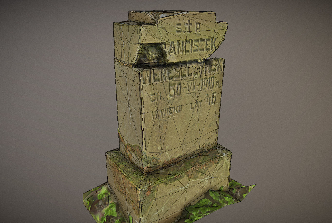 Gravestones crosses and sculptures from old graveyard Low-poly 3D model_28