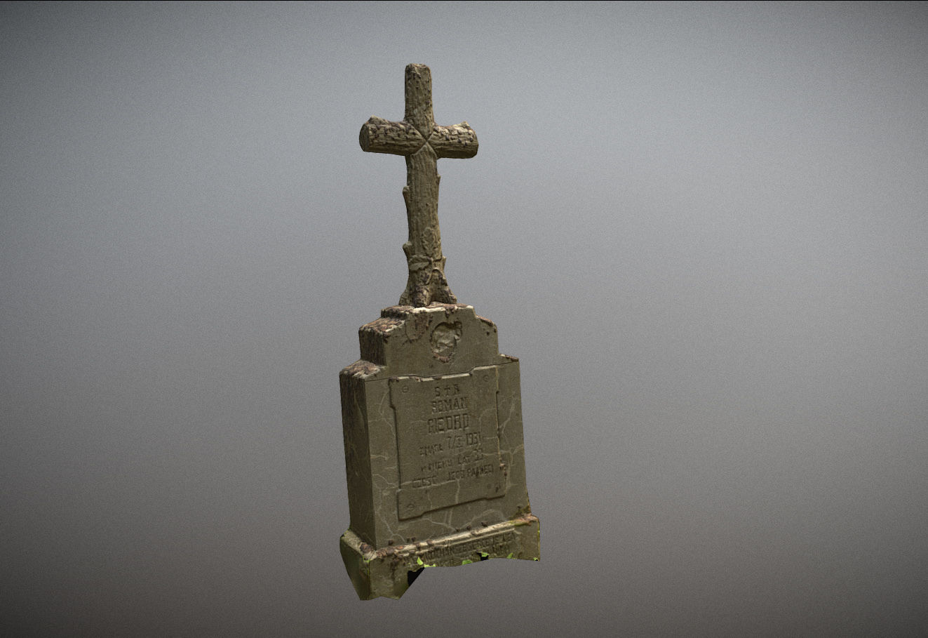 Gravestones crosses and sculptures from old graveyard Low-poly 3D model_86