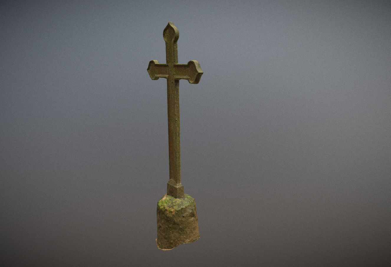 Gravestones crosses and sculptures from old graveyard Low-poly 3D model_100