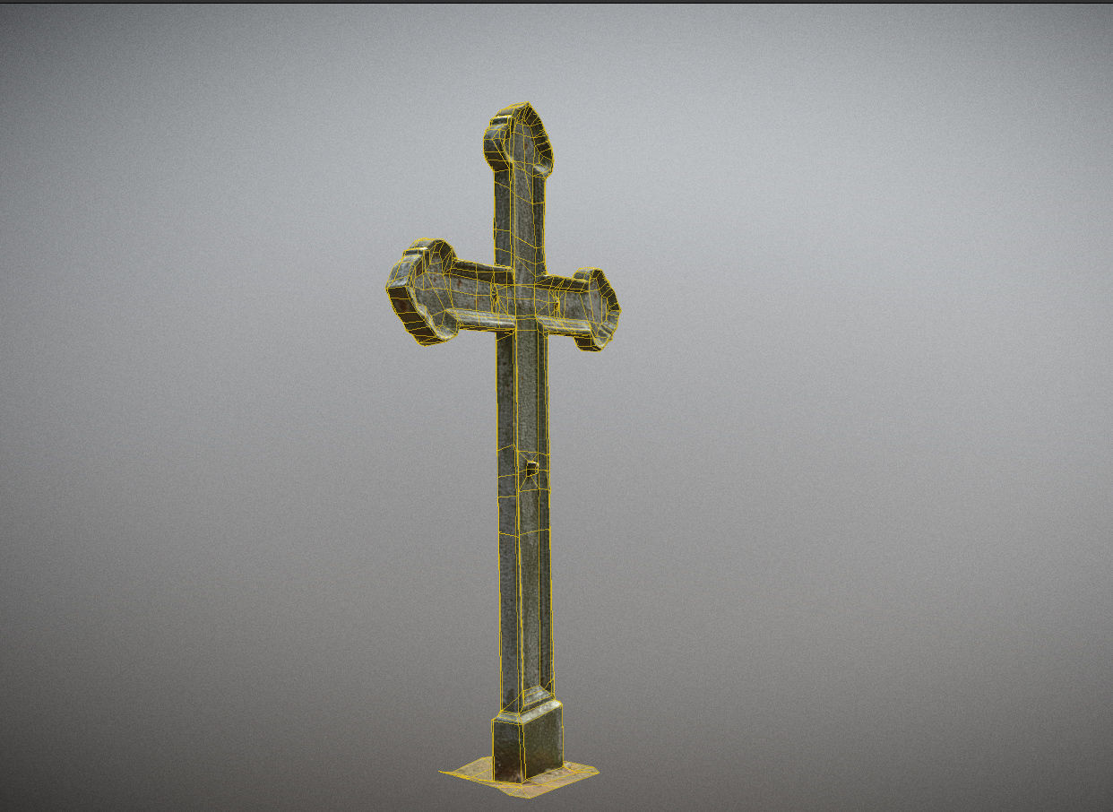 Gravestones crosses and sculptures from old graveyard Low-poly 3D model_113