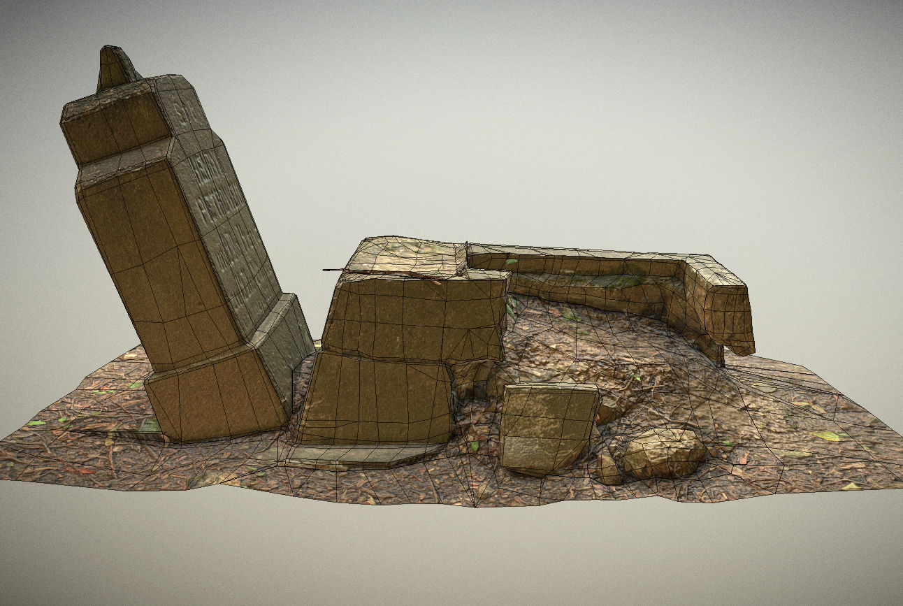 Gravestones crosses and sculptures from old graveyard Low-poly 3D model_33