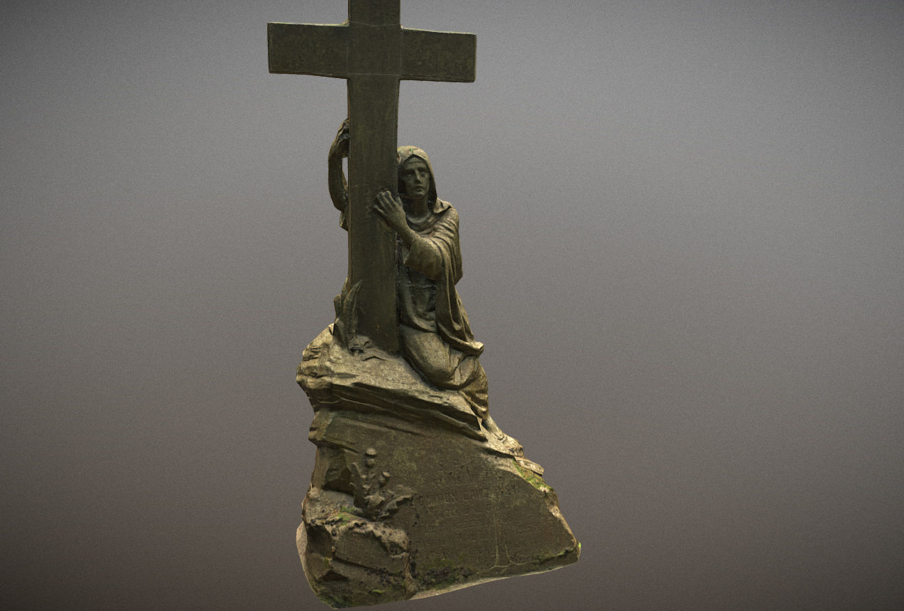 Gravestones crosses and sculptures from old graveyard Low-poly 3D model_117