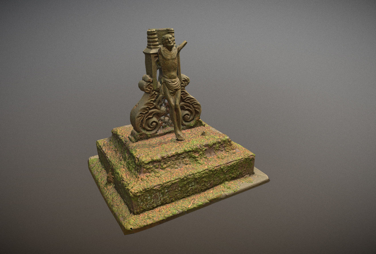 Gravestones crosses and sculptures from old graveyard Low-poly 3D model_57