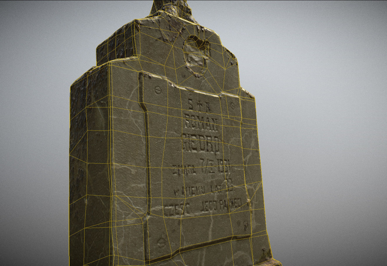 Gravestones crosses and sculptures from old graveyard Low-poly 3D model_77