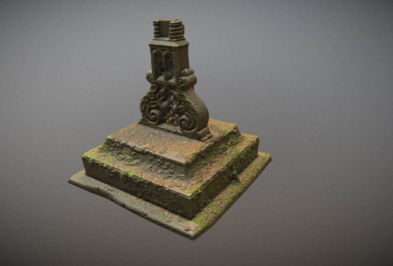 Gravestones crosses and sculptures from old graveyard Low-poly 3D model_51