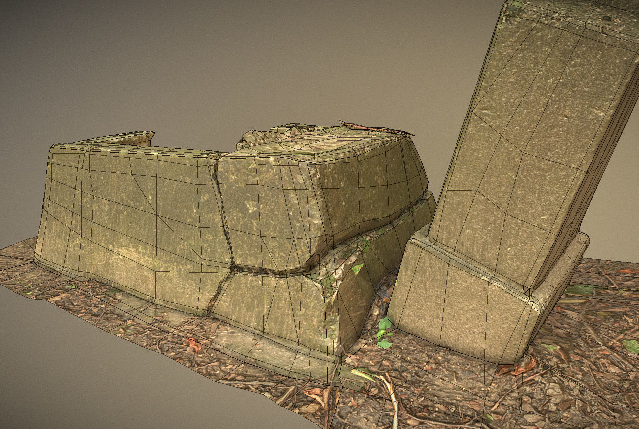 Gravestones crosses and sculptures from old graveyard Low-poly 3D model_31