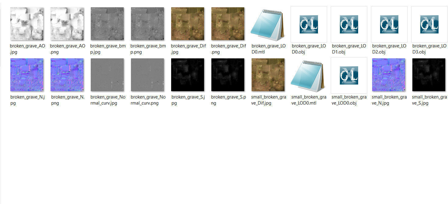 Gravestones crosses and sculptures from old graveyard Low-poly 3D model_126