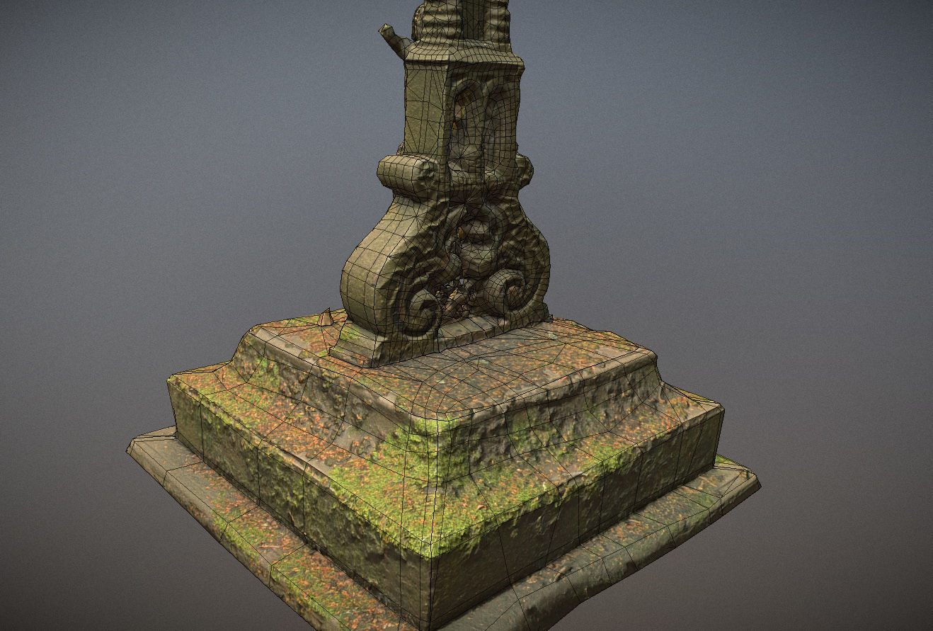 Gravestones crosses and sculptures from old graveyard Low-poly 3D model_47