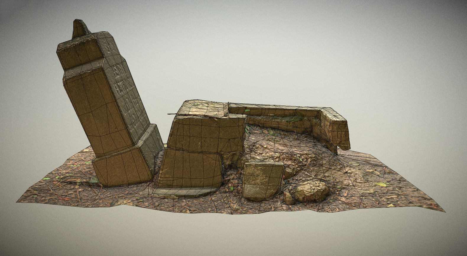 Gravestones crosses and sculptures from old graveyard Low-poly 3D model_11